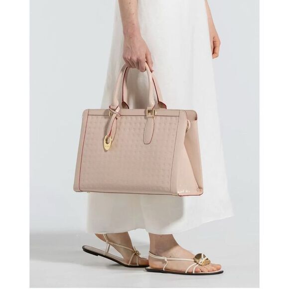 NEW ARCADIA off white/light gray patent Business Large Top Handles, $450 - Picture 2 of 12